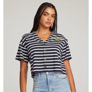Chaser Navy and White Striped Button-Down Shirt